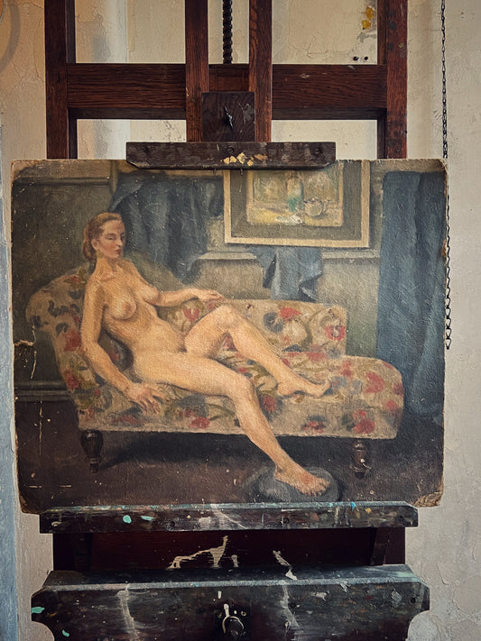 Reclining Nude on Chaise / British Art School, (c. 1930s)