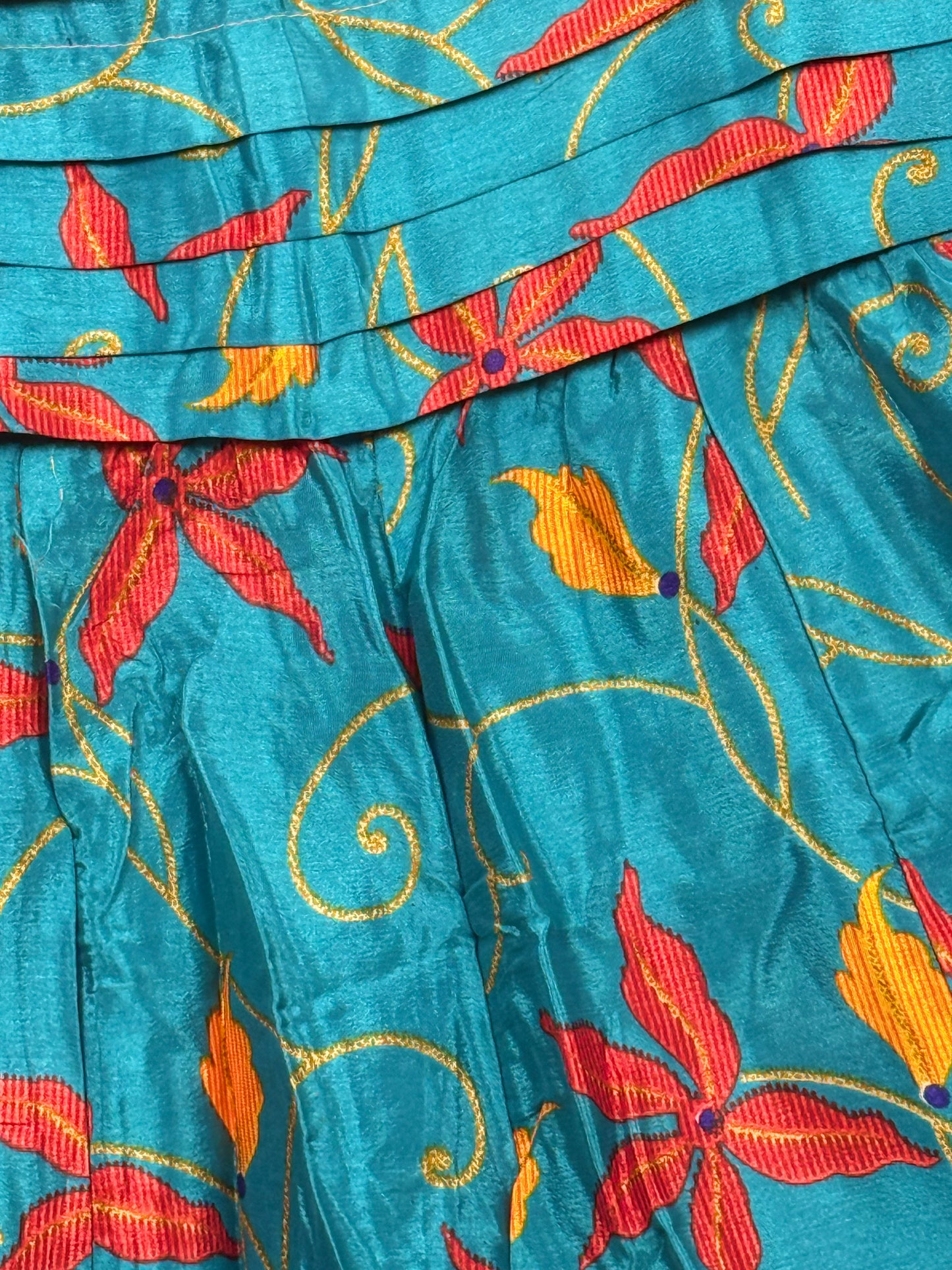 Vintage Saree Silk Pleated Skirt