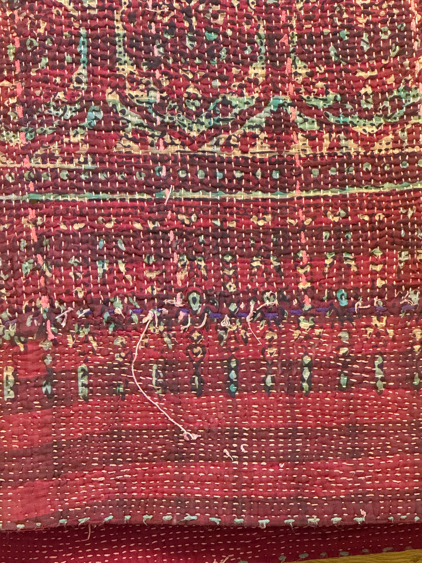 A Finestitch Kantha Quilt with Ajrakh over-print