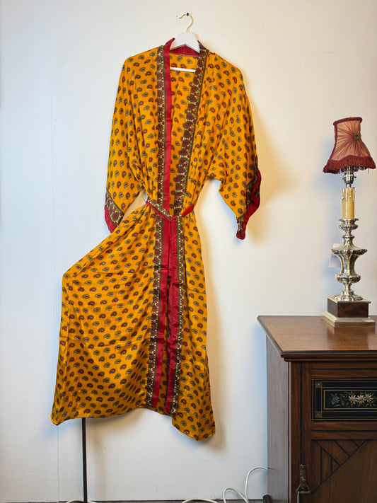Vintage Saree Silk Kimono / Duster - Long