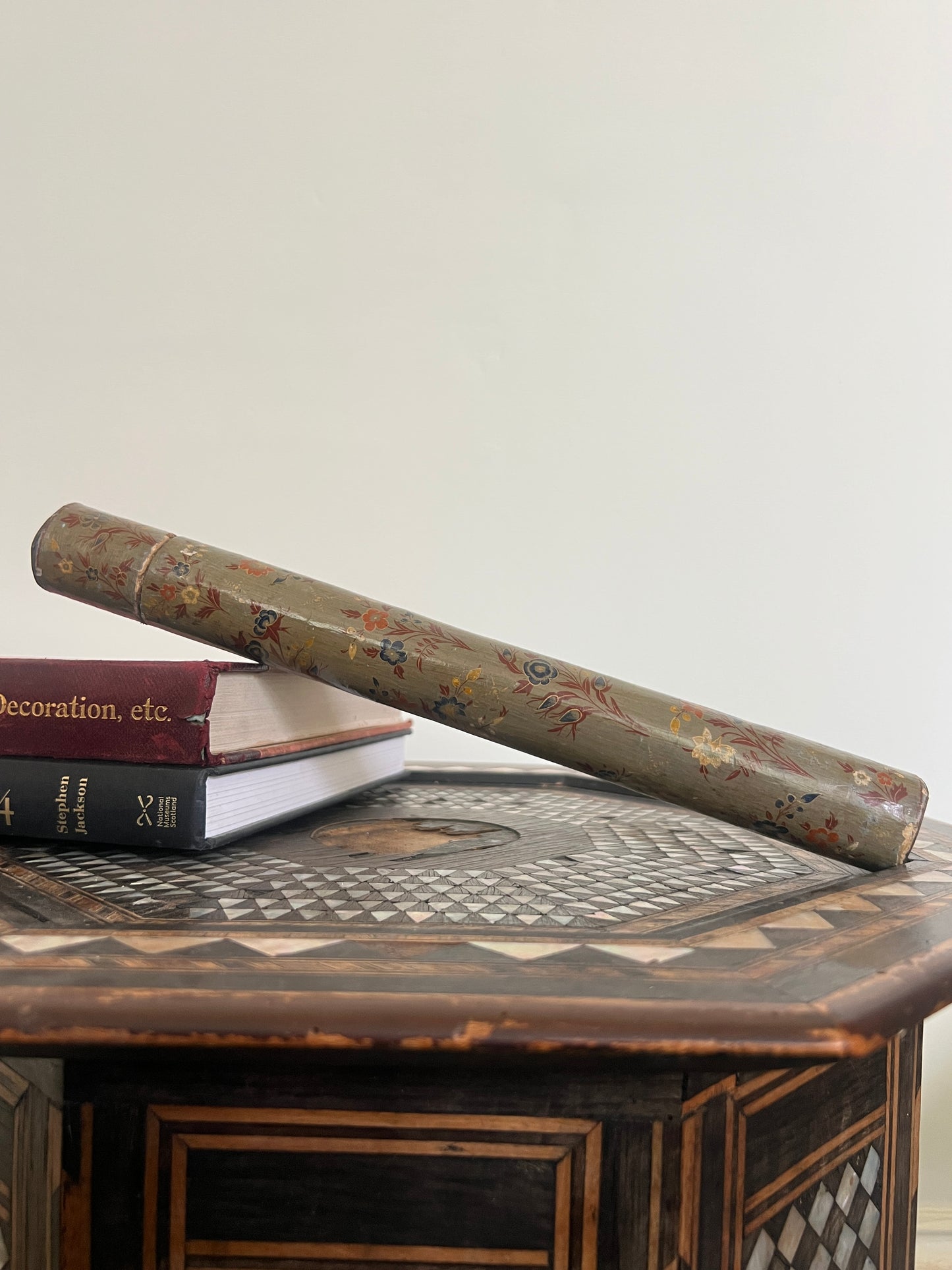 A Toleware Papier Mache Decorated Document Carrier