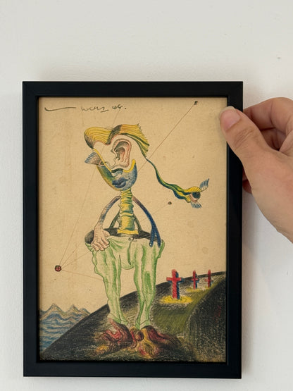 Surrealist Figure in a Landscape - RENDELL WELLS, Scottish | 1911-1997