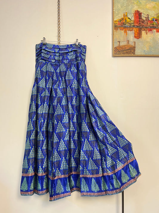Vintage Saree Silk Pleated Skirt