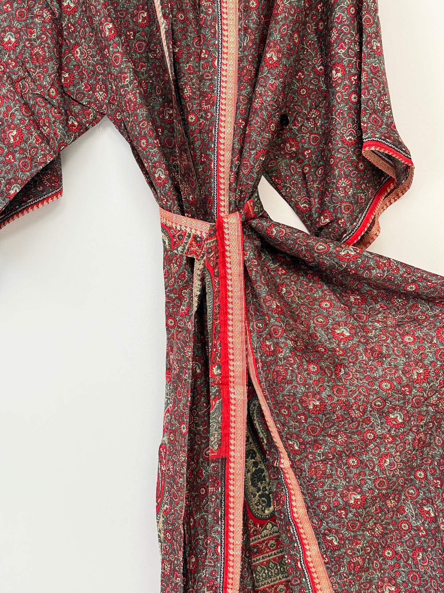 Vintage Saree Silk Kimono / Duster - Long