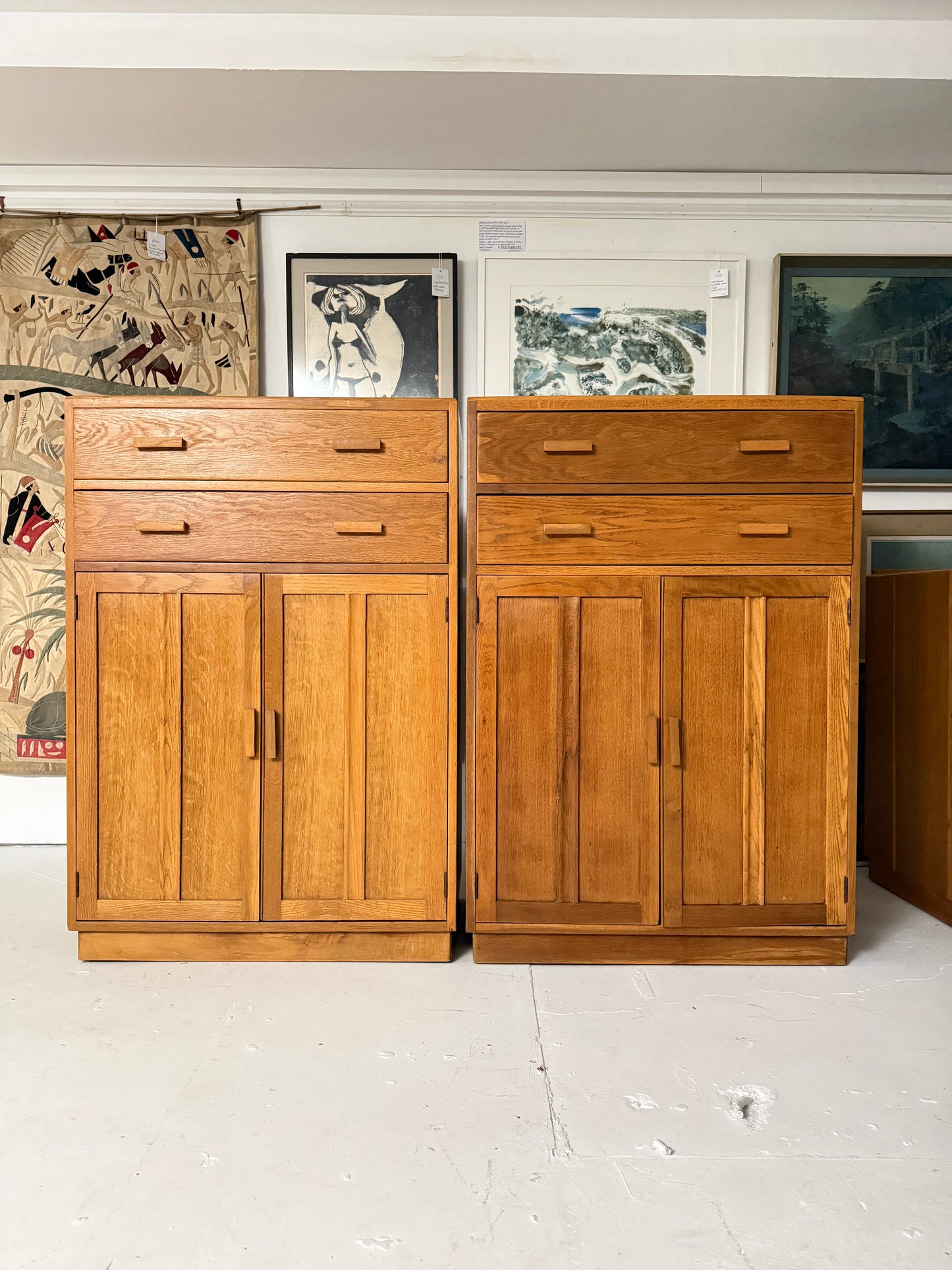 Pair Utility Furniture Tallboys