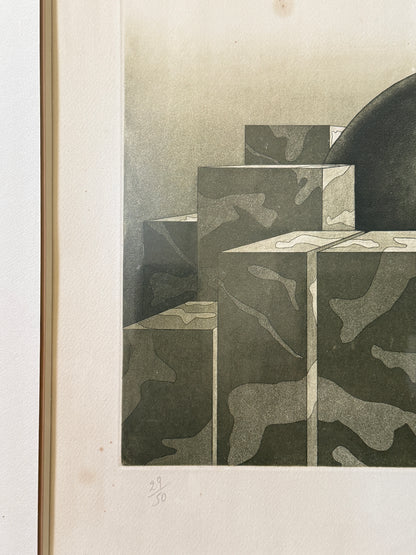 Achilleas Droungas (1940–2015) | City Under Siege II | Original Signed Etching | 1973