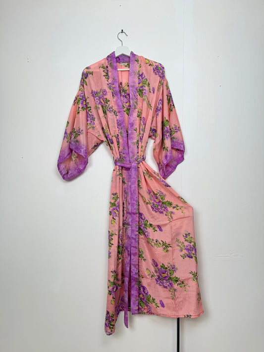 Vintage Saree Silk Kimono / Duster - Long