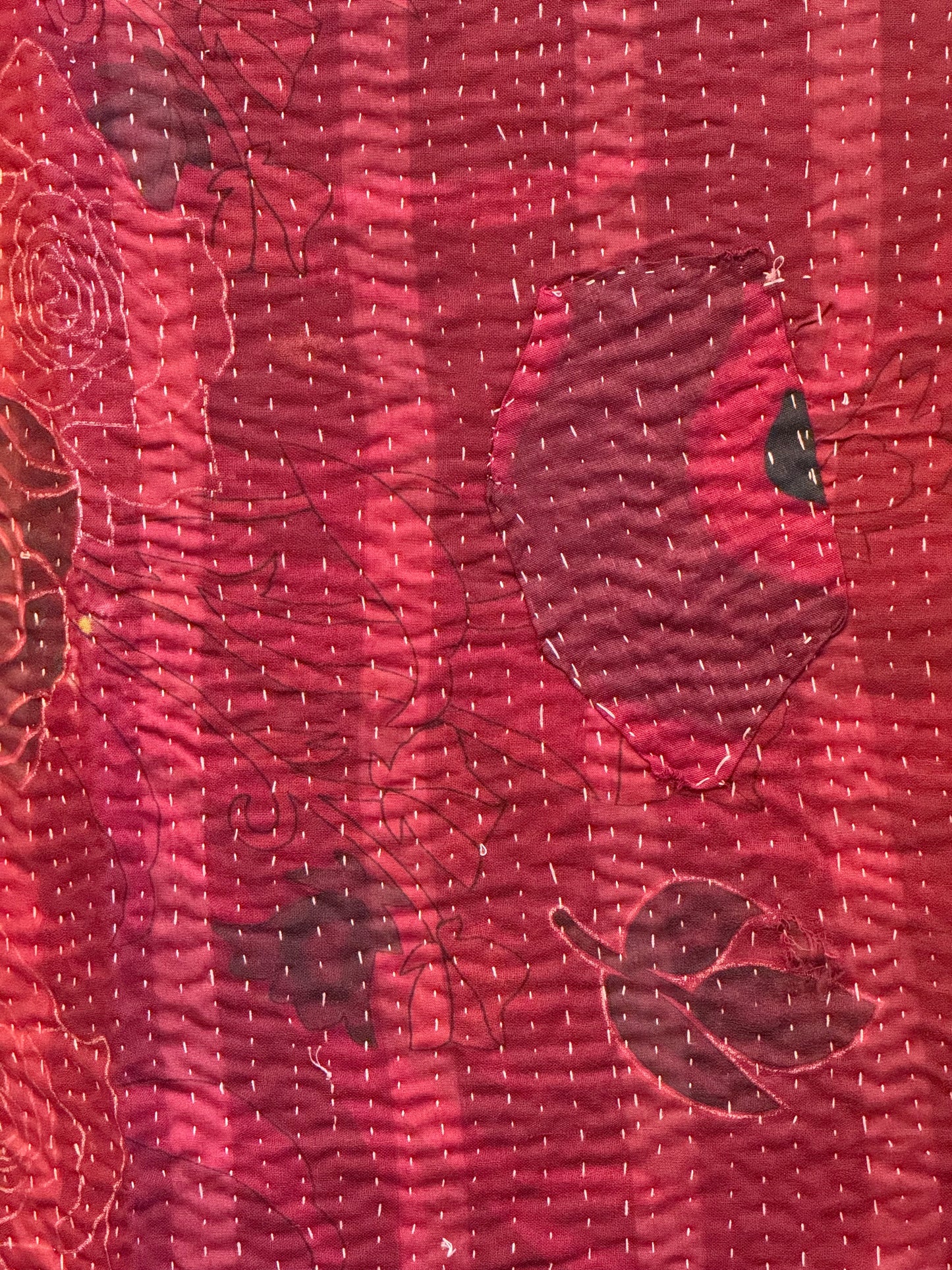 A Finestitch Kantha Quilt with Bagru over-print