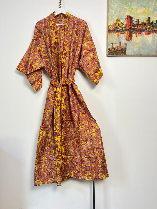 Vintage Saree Silk Kimono / Duster - Long