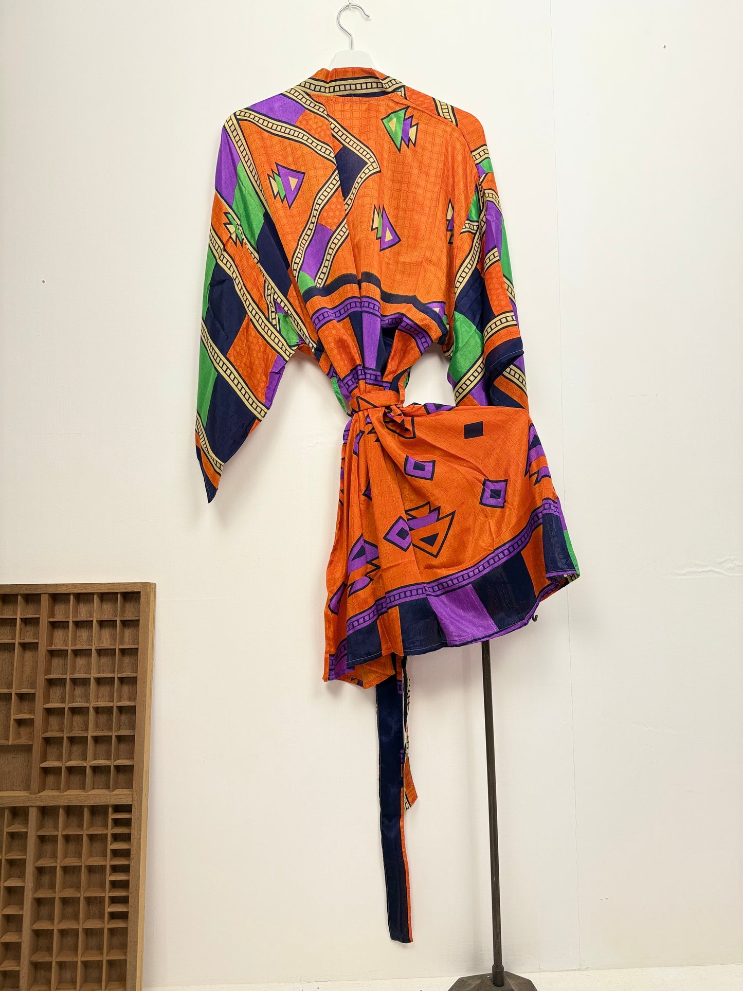 Vintage Saree Silk Kimono / Duster - Short