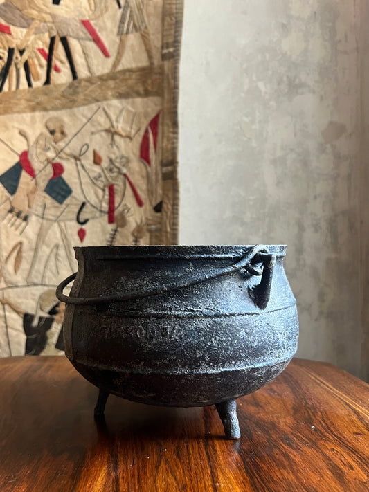 A Diminutive Vernacular Cast Iron Cauldron ~ 19thC Scottish
