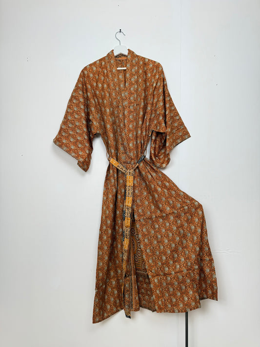 Vintage Saree Silk Kimono / Duster - Long