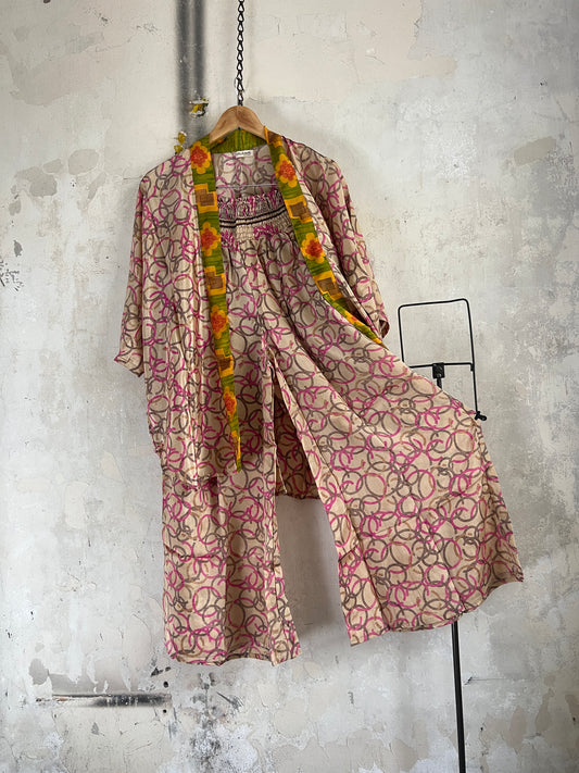 Vintage Saree Silk Trousers & Shirt Co-ordinated Set