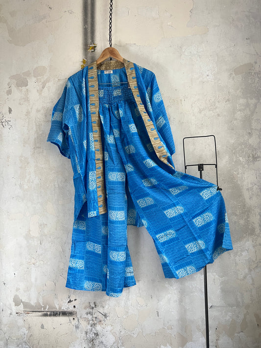 Vintage Saree Silk Trousers & Shirt Co-ordinated Set