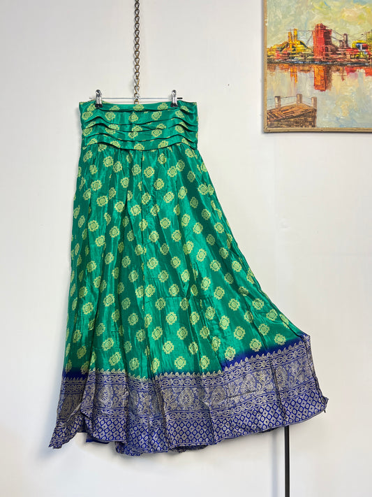 Vintage Saree Silk Pleated Skirt