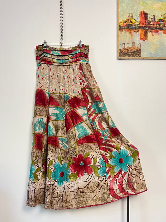 Vintage Saree Silk Pleated Skirt