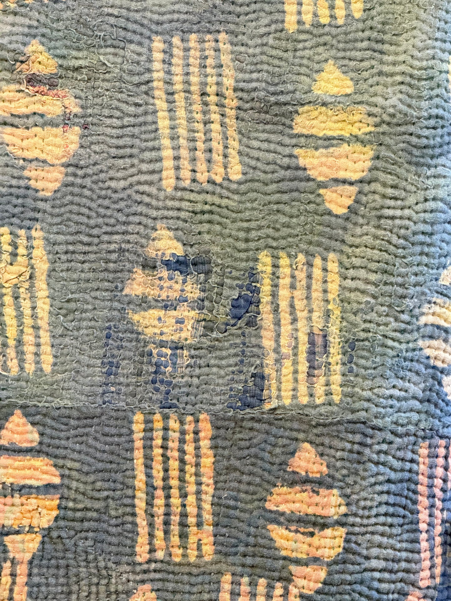 A Finestitch Indigo Kantha Quilt with Indigo over-print.