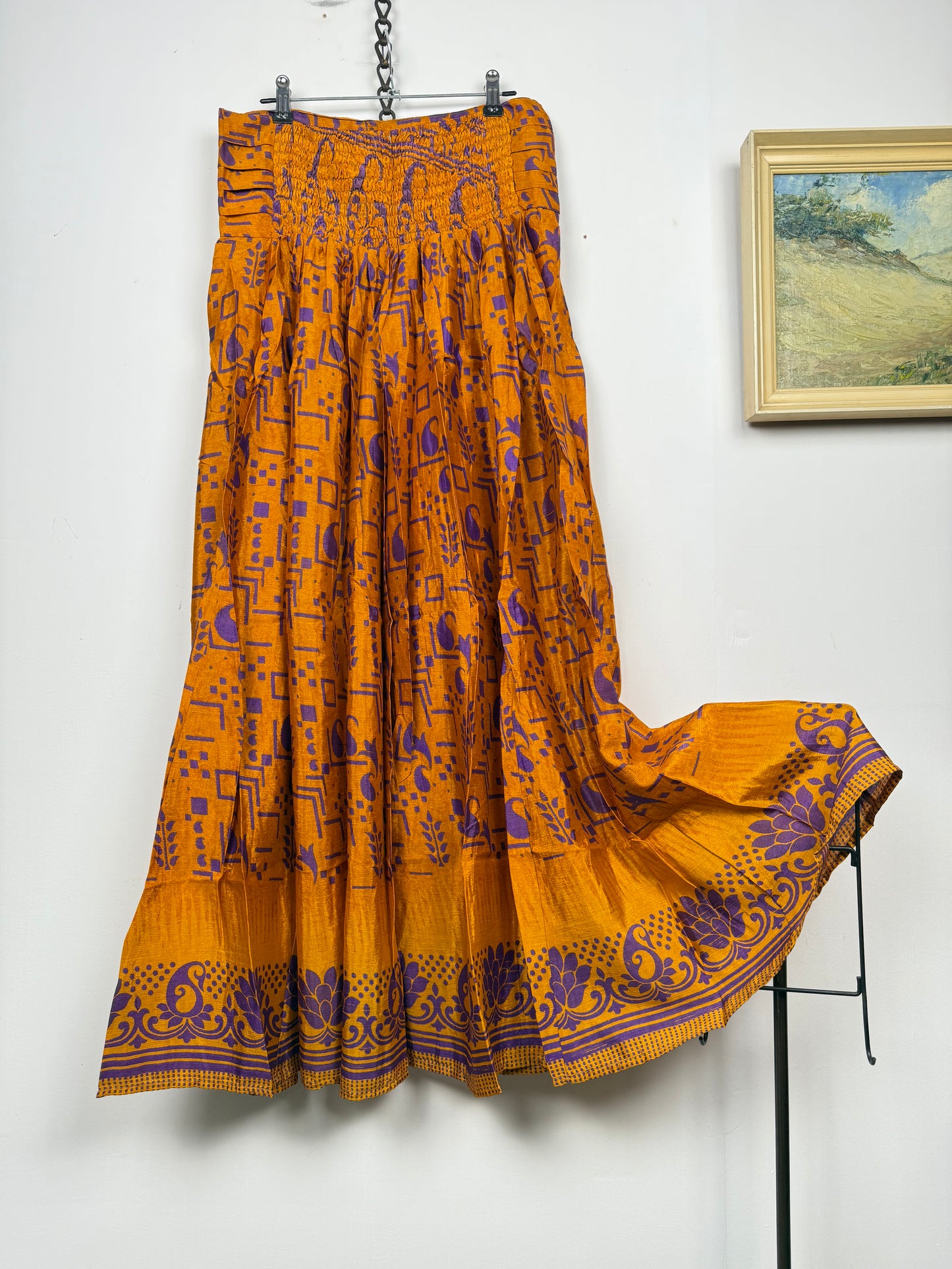Vintage Saree Silk Pleated Skirt