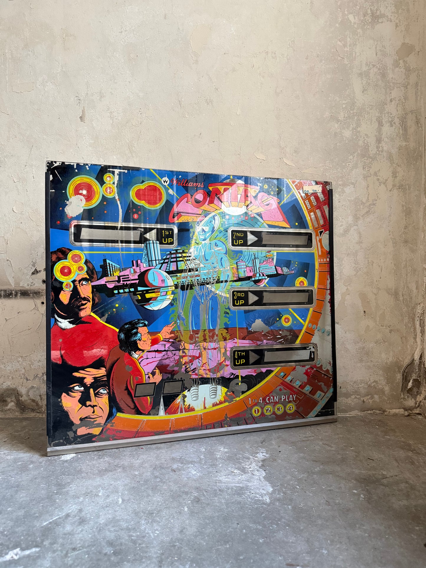 A "Contact" Pinball Machine Back Glass - 1978