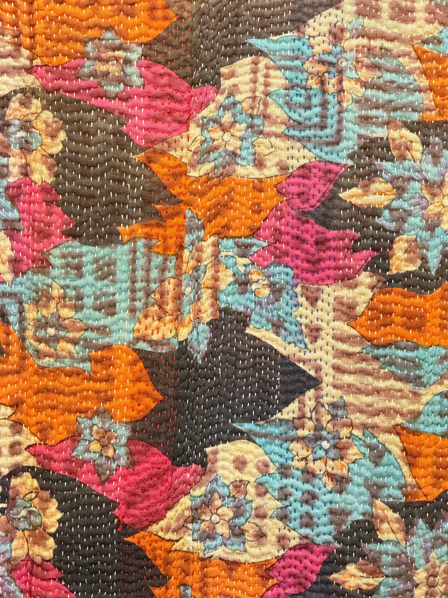 A Finestitch Kantha Quilt with Bagru over-print.