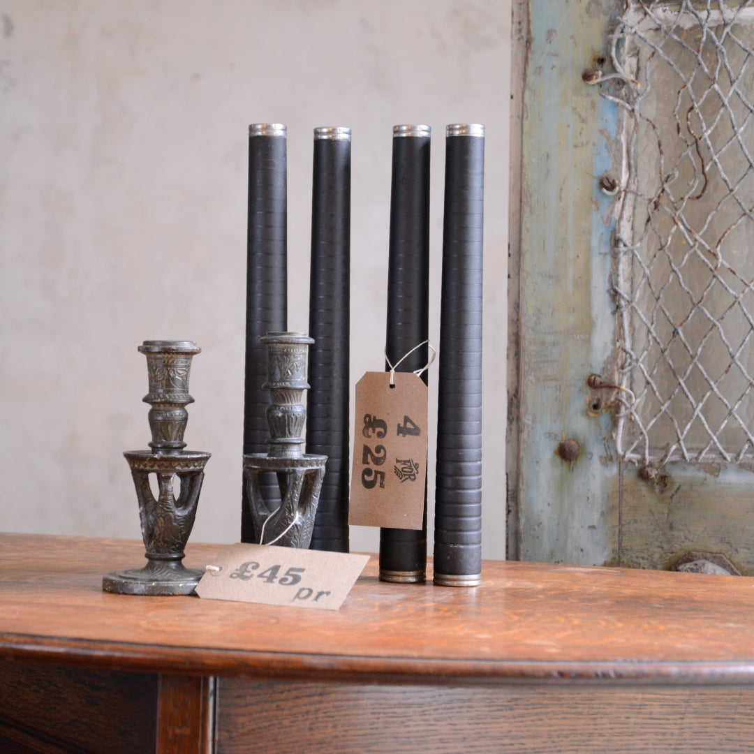 Set 4 Tall Ebonised Mill Bobbins - Early 20th C
