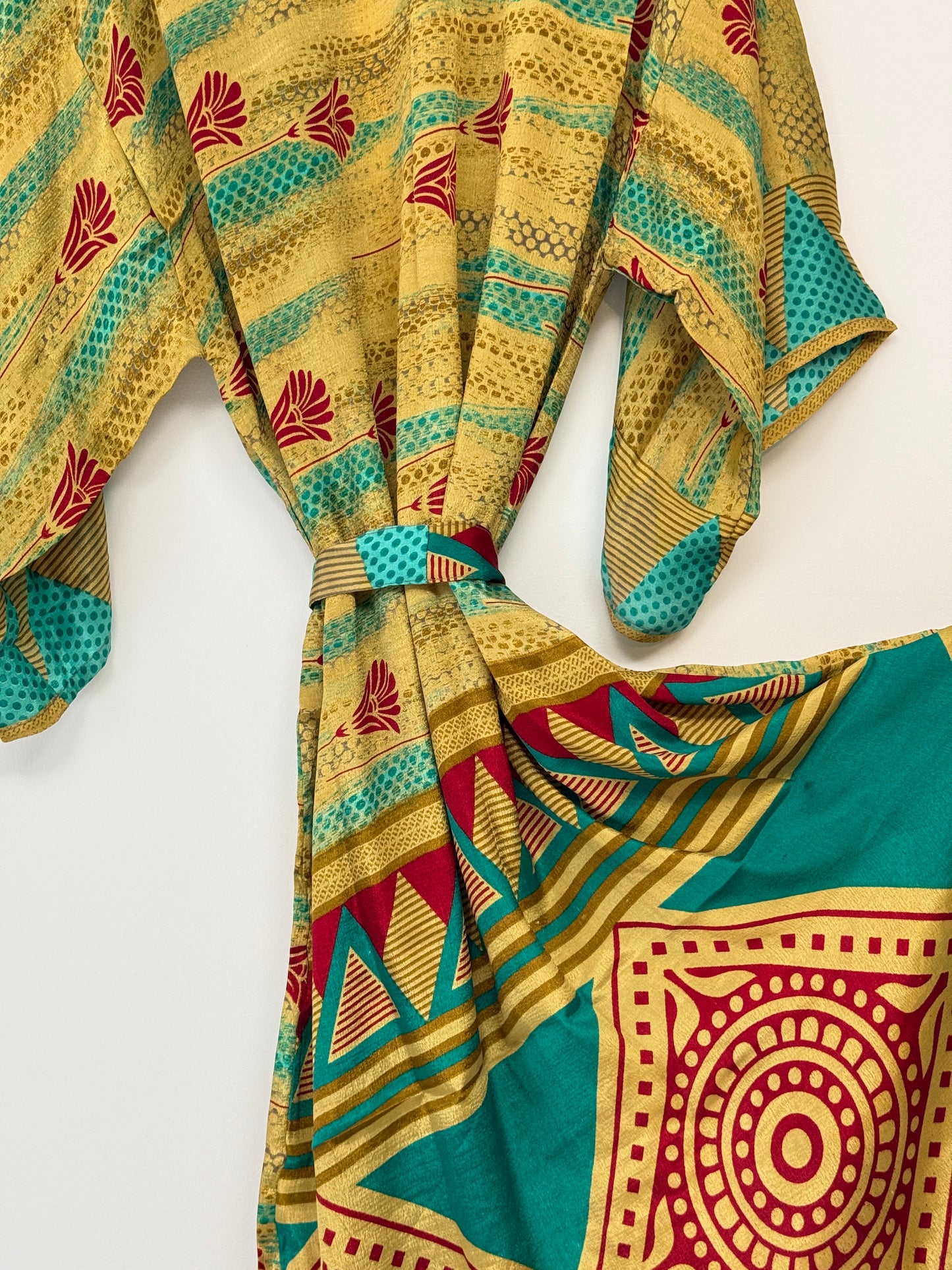 Vintage Saree Silk Kimono / Duster - Long