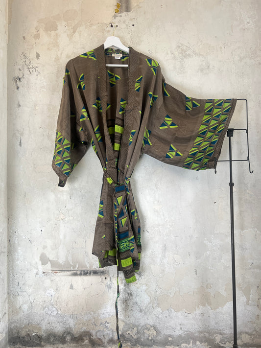 Vintage Saree Silk Kimono / Duster - Short