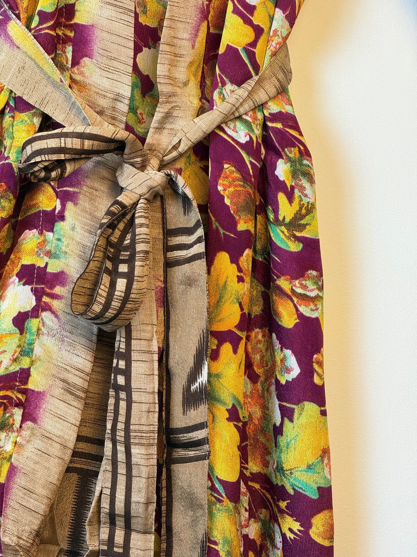 Vintage Saree Silk Kimono / Duster - Long