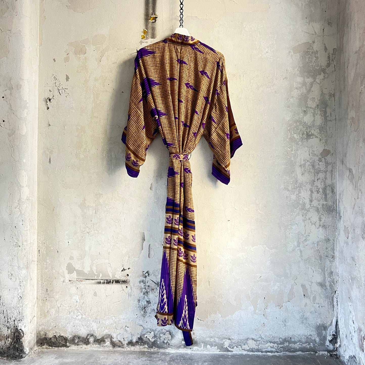 Vintage Saree Silk Kimono / Duster - Long