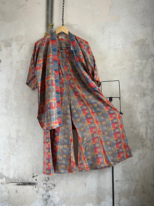 Vintage Saree Silk Trousers & Shirt Co-ordinated Set