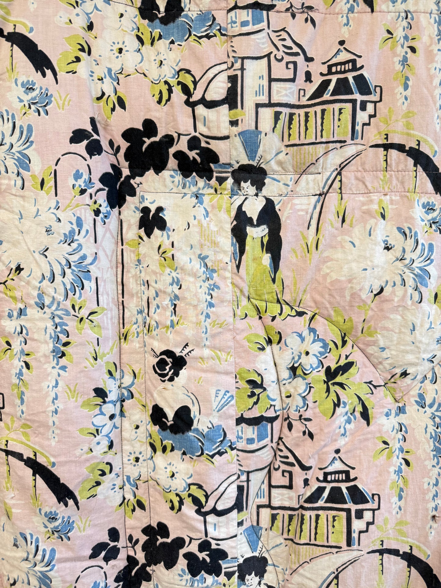 A 1930's Duck Feather Eiderdown - Rare Chinoiserie Pattern