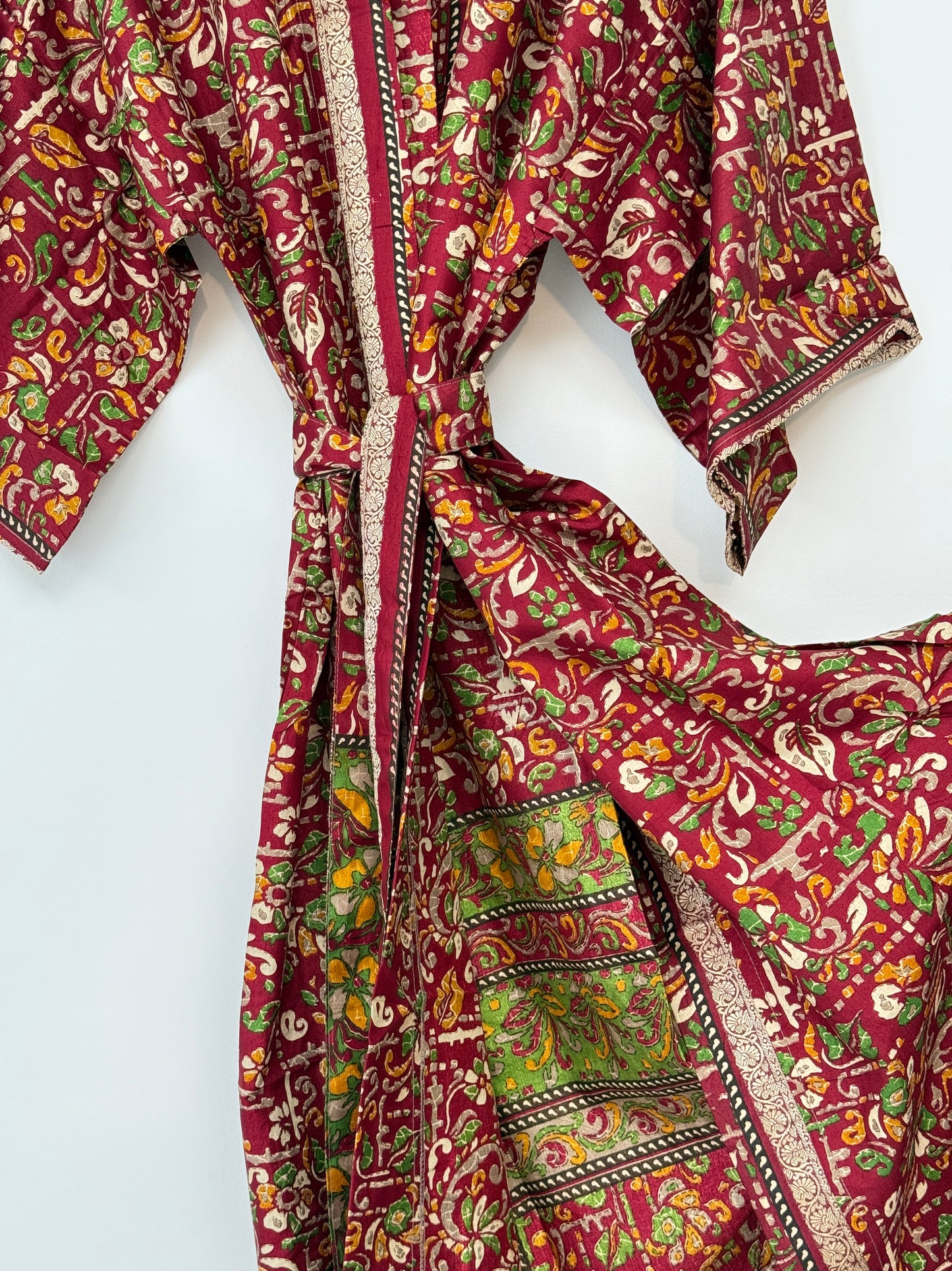 Vintage Saree Silk Kimono / Duster - Long