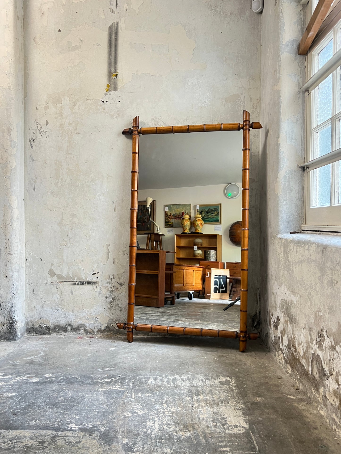 Large scale 19thC French Faux Bamboo Mirror