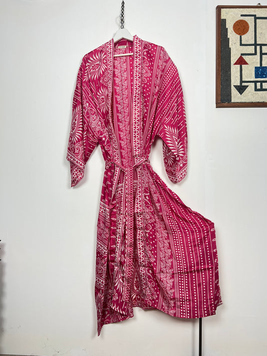 Vintage Saree Silk Kimono / Duster - Long - Wider Unisex Fit