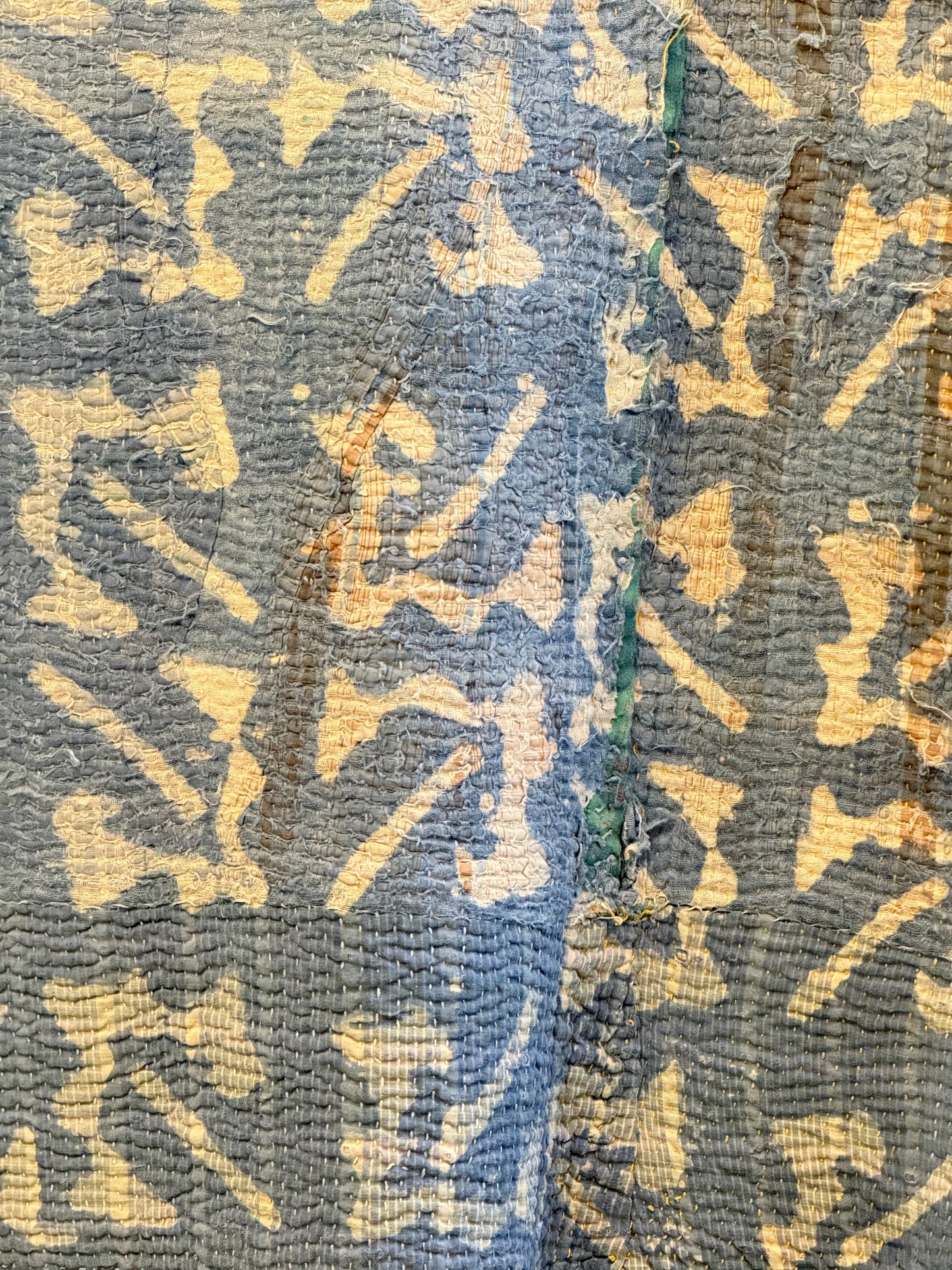 A Finestitch Indigo Kantha Quilt with Indigo over-print.