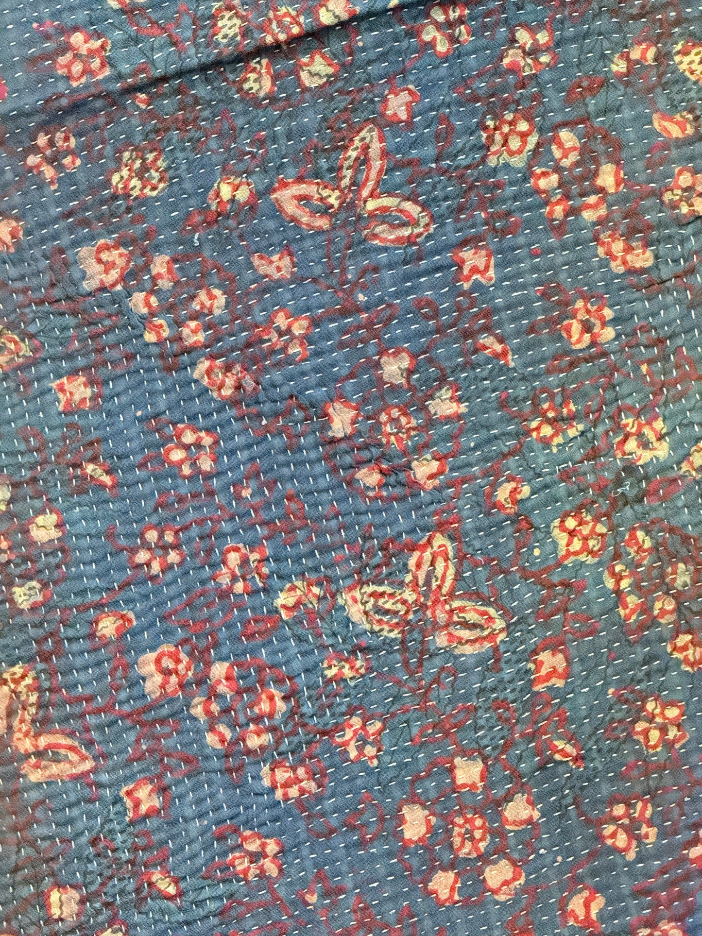 A Finestitch Indigo Kantha Quilt with Indigo over-print.