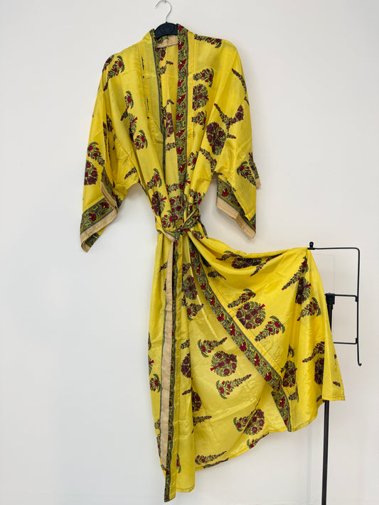 Vintage Saree Silk Kimono / Duster - Long
