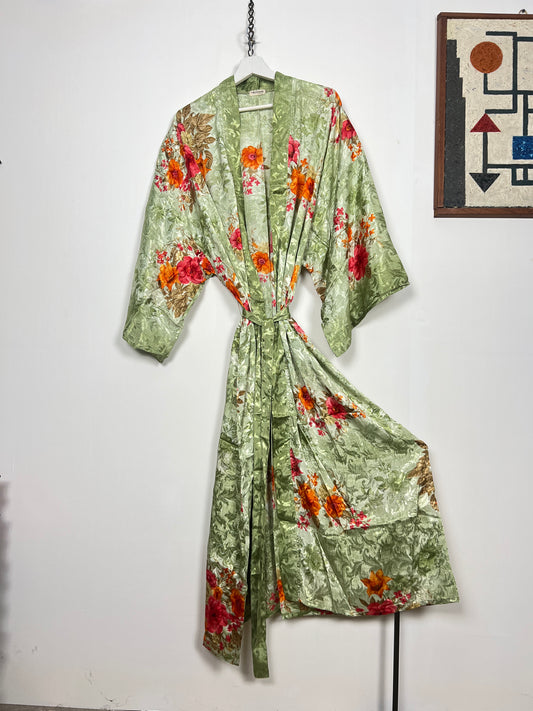 Vintage Saree Silk Kimono / Duster - Long - Wider Unisex Fit