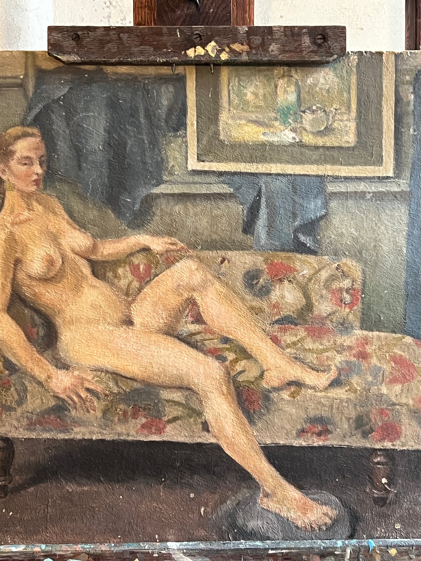 Reclining Nude on Chaise / British Art School, (c. 1930s)