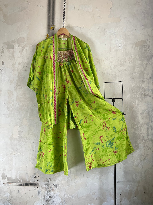 Vintage Saree Silk Trousers & Shirt Co-ordinated Set