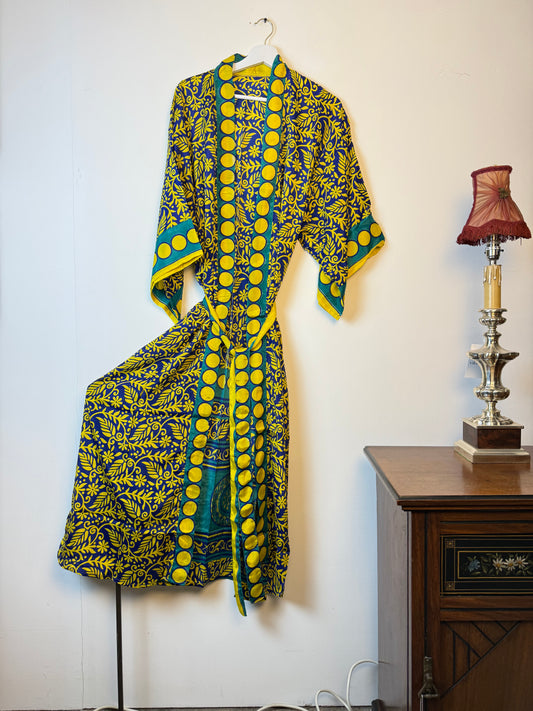 Vintage Saree Silk Kimono / Duster - Long