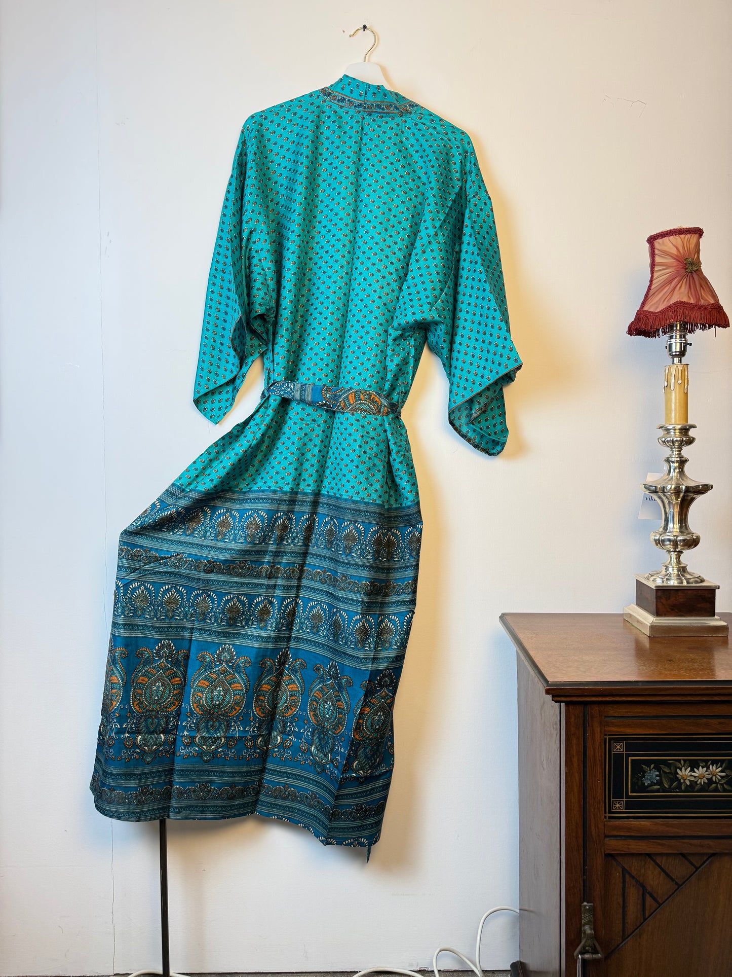 Vintage Saree Silk Kimono / Duster - Long