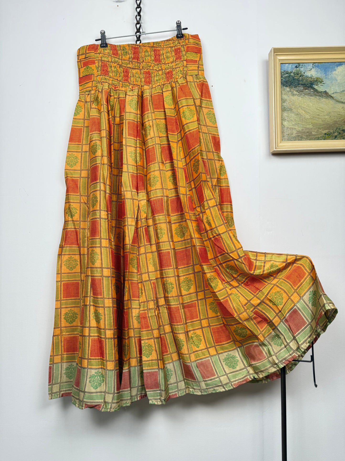 Vintage Saree Silk Pleated Skirt