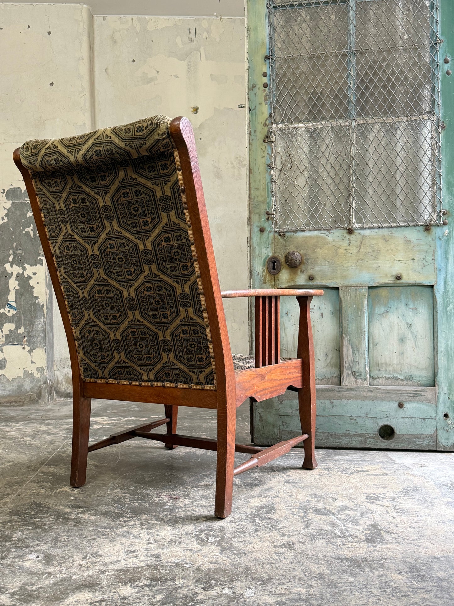 Arts and Crafts Oak Framed Armchair