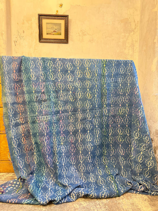 A Finestitch Indigo Kantha Quilt with Indigo over-print