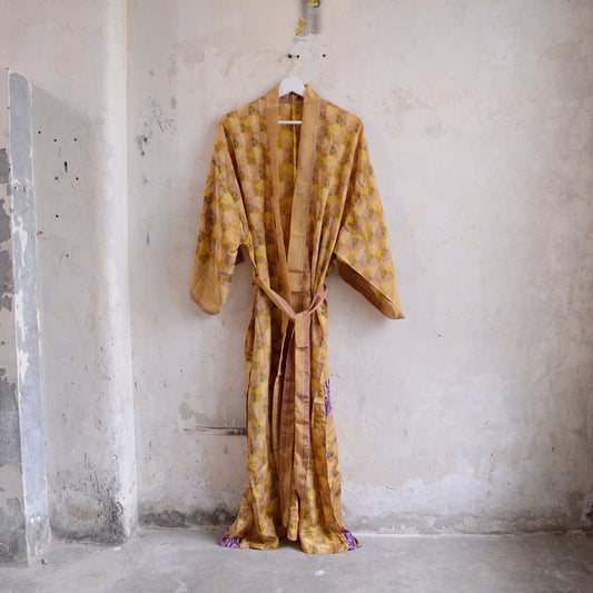 Vintage Saree Silk Kimono / Duster - Long