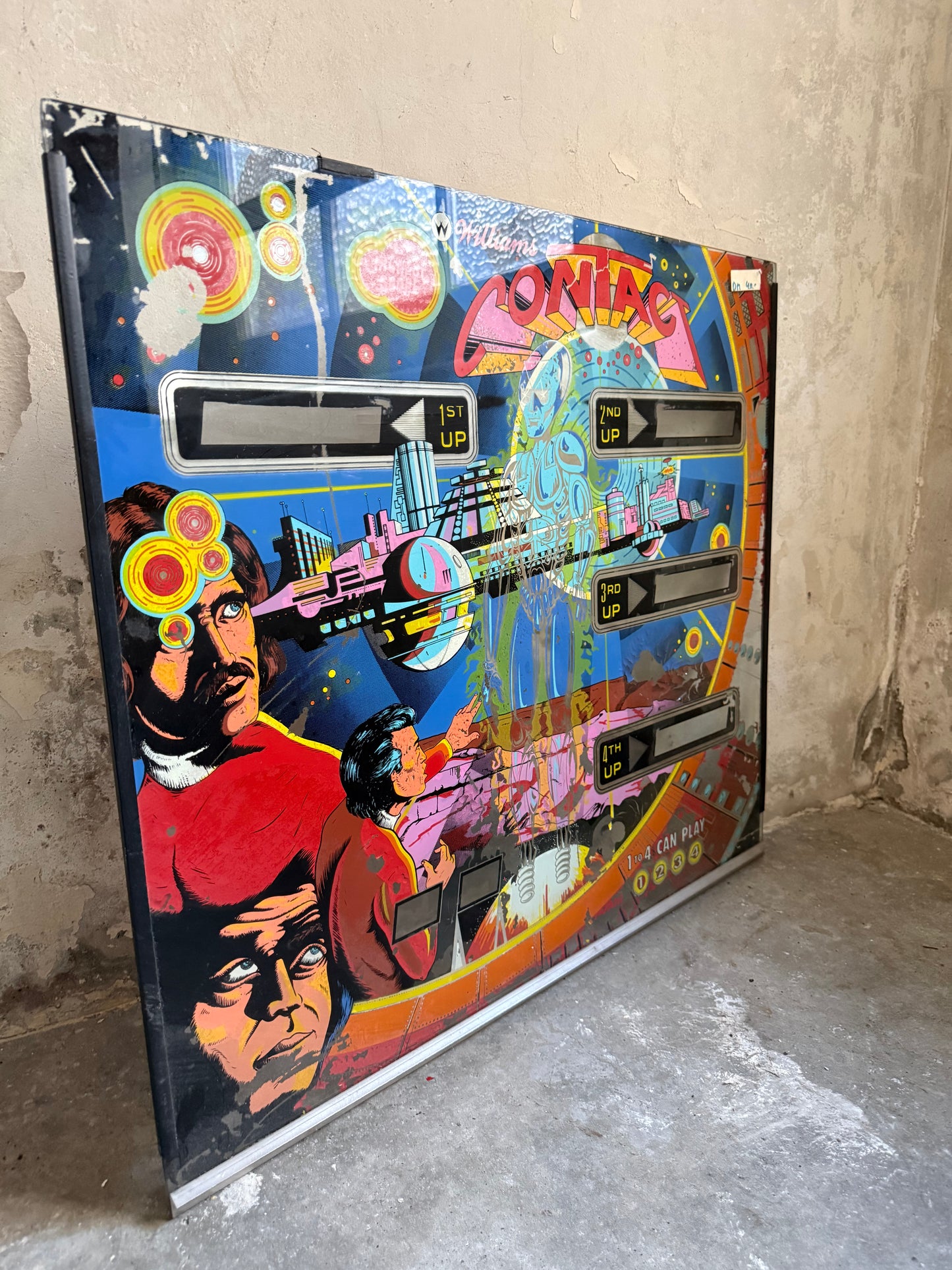 A "Contact" Pinball Machine Back Glass - 1978
