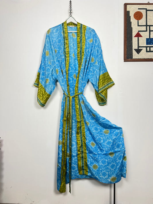 Vintage Saree Silk Kimono / Duster - Long - Wider Unisex Fit