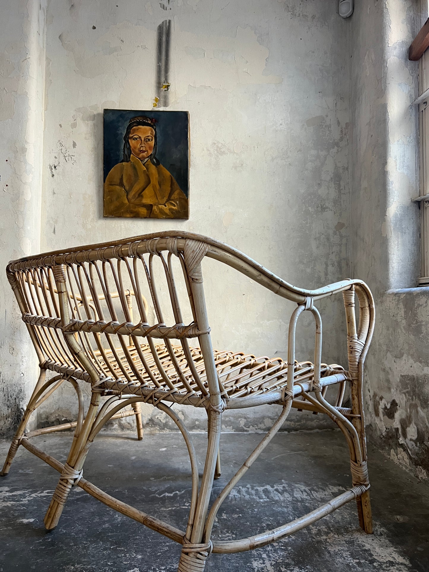 1960’s Italian Bamboo & Cane Sofa on the manner of Franco Albini
