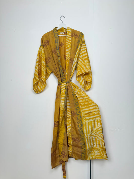 Vintage Saree Silk Kimono / Duster - Long